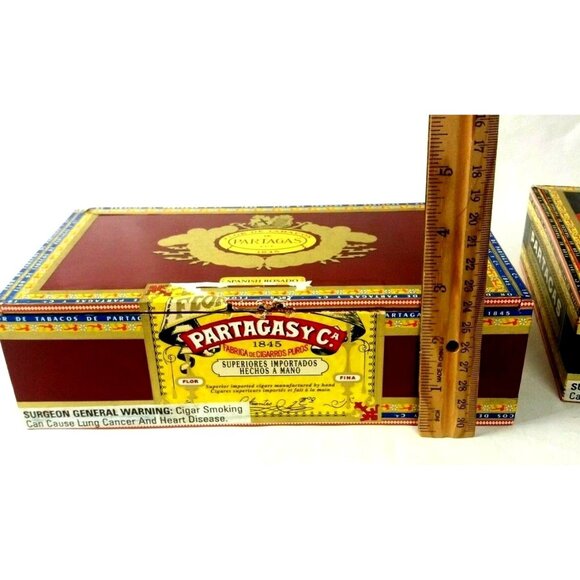 Partagas Wooden Cigar Boxes Empty Storage Lot of 2 Black Label Spanish Rosado - Picture 6 of 10